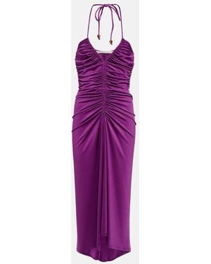 Veronica Beard Saskia Ruched Midi Dress - Purple
