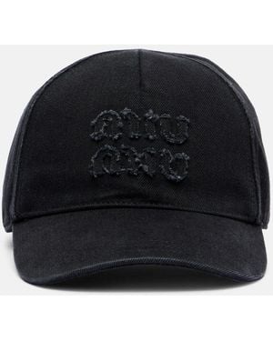 Miu Miu Logo Denim Baseball Cap - Black