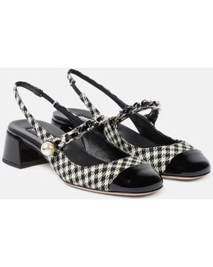Miu Miu Gingham Slingback Pumps - Black
