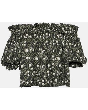 Agua Bendita Urucu Perla Off-Shoulder Blouse - Black