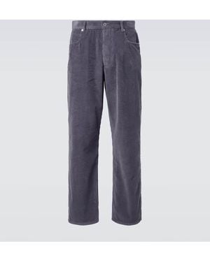 Bottega Veneta Matt Cotton Corduroy Straight Pants - Blue