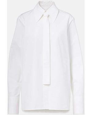 Jil Sander Tie-Neck Cotton Poplin Shirt - White