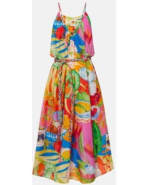 FARM Rio Printed Cotton Midi Dress - White