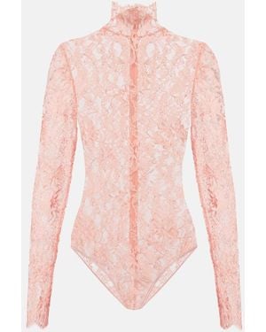 Valentino Turtleneck Lace Bodysuit - Pink