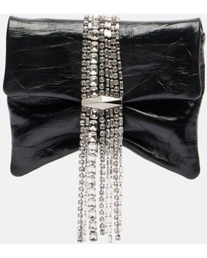 Jimmy Choo Zandra Embellished Leather Shoulder Bag - Black