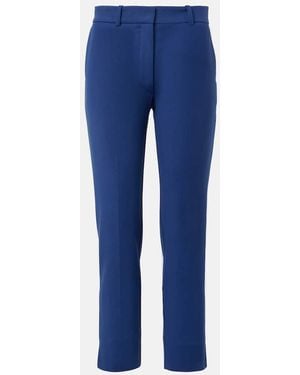 JOSEPH Bing Court Cotton-Blend Slim Pants - Blue