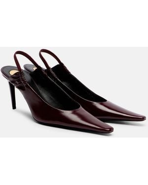 Saint Laurent Anne-Marie Leather Slingback Pumps - Brown
