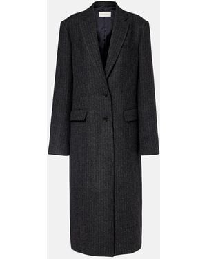 Dries Van Noten Chalk Stripe Wool Coat - Black