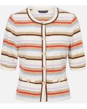 Veronica Beard Brendan Striped Cotton-Blend Cardigan - Grey