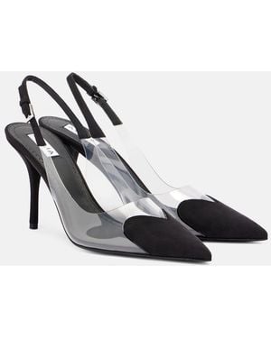 Alaïa Cour 90 Suede And Pvc Slingback Pumps - Black