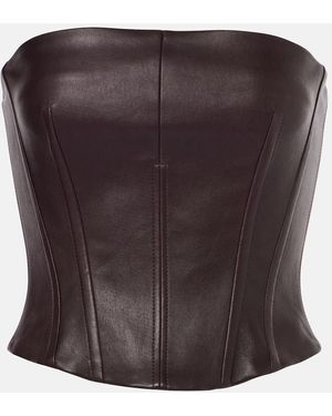 Stouls Rosalia Strapless Leather Top - Brown