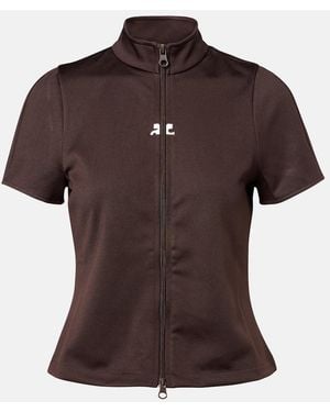 Courreges Interlock Jersey Zip-Up Top - Brown