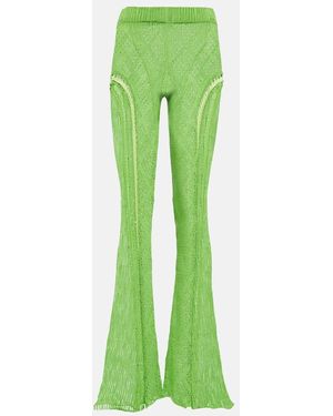 Roberta Einer Disco High-Rise Flared Cotton Pants - Green