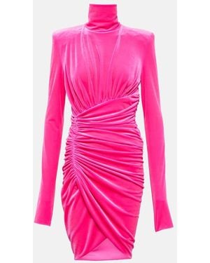 Alexandre Vauthier Ruched Velvet Minidress - Pink
