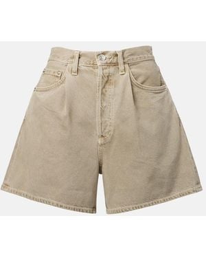 Agolde Mid-Rise Denim Shorts - Natural