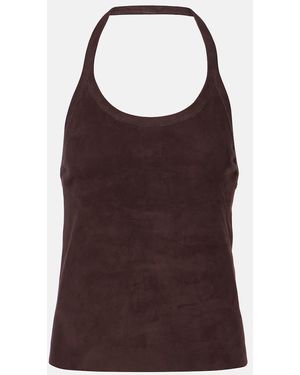 Stouls Suede Halterneck Top - Brown