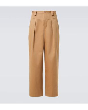 King & Tuckfield Cotton Wide-Leg Pants - Natural