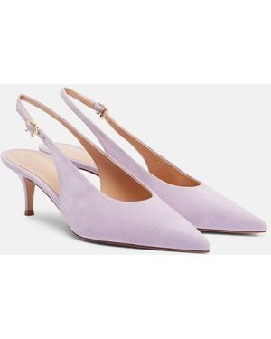 Gianvito Rossi Robbie 55 Suede Slingback Pumps - Pink