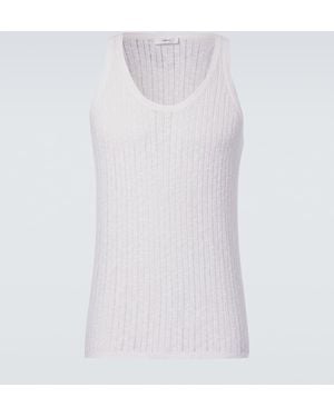 Commas Pointelle Cotton And Linen Tank Top - White