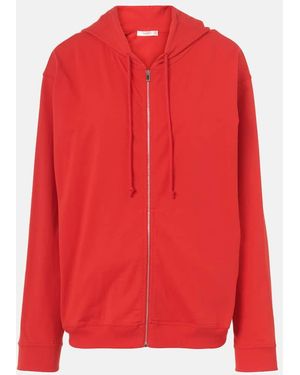 The Row Rosy Cotton Jersey Zip-Up Hoodie - Red
