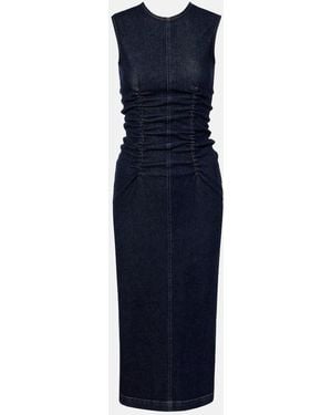 Sportmax Voto Ruched Denim Midi Dress - Blue