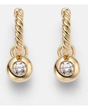 David Yurman Petite Cable 18Kt Huggie Earrings With Diamonds - White