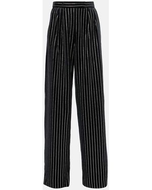Alex Perry Embellished Velvet Straight Pants - Black