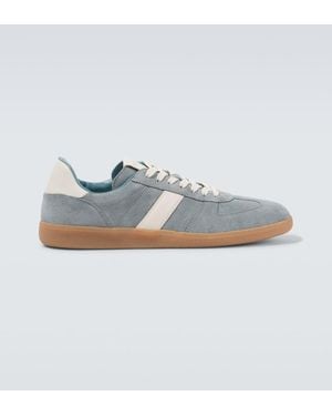 Tom Ford Archer Leather-Trimmed Suede Sneakers - Blue
