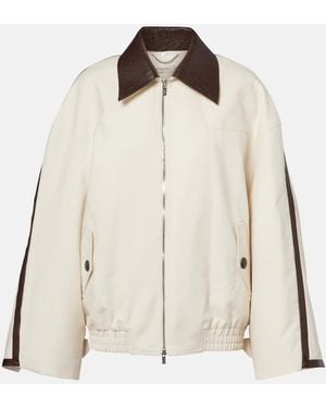 JACQUES WEI Leather-Trimmed Cotton Jacket - Natural
