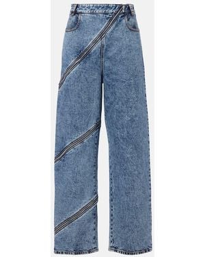 Alaïa Spiral High-Rise Wide-Leg Jeans - Blue