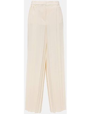 JOSEPH Tibre Plisse Wide-Leg Pants - Natural