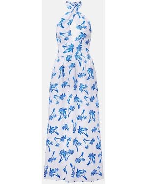 Heidi Klein Palm Beach Printed Linen Maxi Dress - Blue