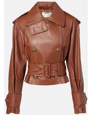 Zimmermann Hypnotic Cropped Leather Jacket - Brown