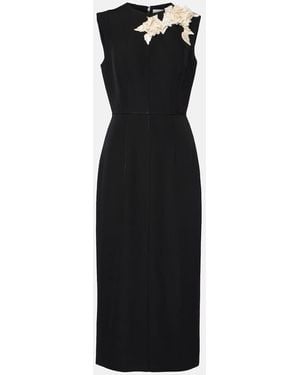 Erdem Asymmetric Wool Midi Dress - Black