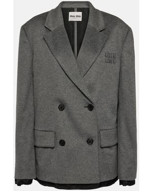 Miu Miu Double-Breasted Wool And Cashmere Blazer - Black
