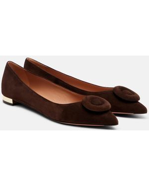 Aquazzura Hoop Suede Ballet Flats - Brown