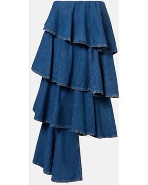 Alaïa Spiral Denim Skirt - Blue