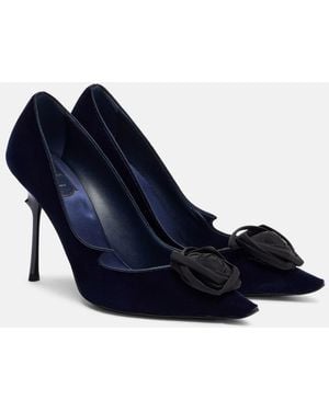Roger Vivier Epine Rose 100 Floral Velvet Pumps - Blue