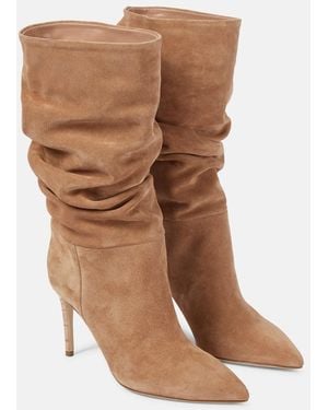 Paris Texas Slouchy Suede Boots - Brown