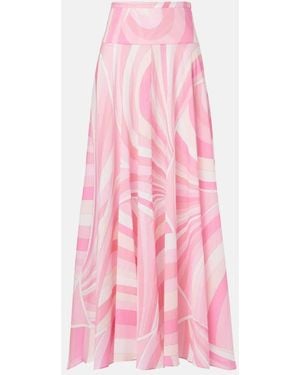 Emilio Pucci Iride High-Rise Cotton Maxi Skirt - Pink