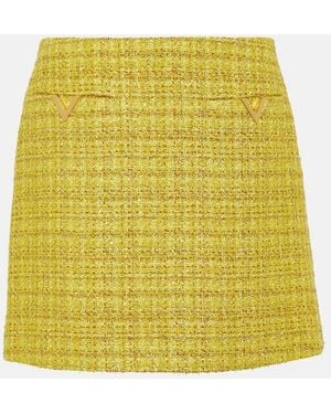 Valentino Vgold Tweed Miniskirt - Yellow