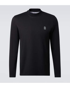 Brunello Cucinelli Logo Cotton T-Shirt - Blue