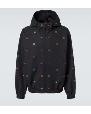 Gucci Gg Fil Coupe Ripstop Zip Jacket - Black
