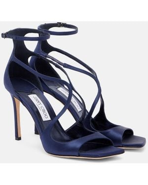 Jimmy Choo Azia 95 Satin Sandals - Blue