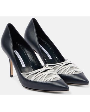 Manolo Blahnik Mareta 90 Leather Pumps - Blue