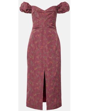 Markarian Adelaine Floral Puff Sleeves Gown - Purple