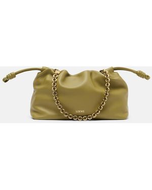 Loewe Flamenco Medium Leather Clucth - Green