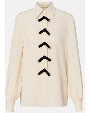 Valentino Bow-Detail Silk Crepe De Chine Blouse - Natural