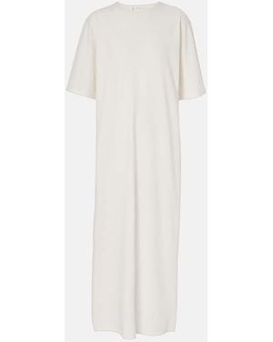 The Row Gitu Knitted Midi T-Shirt Dress - White
