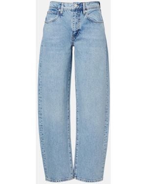 FRAME Low Slung Mid-Rise Barrel-Leg Jeans - Blue